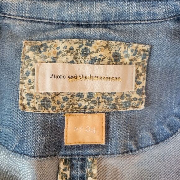 Pilcro and the Letterpress Peplum Jean Jacket Size 4 - Picture 5 of 6
